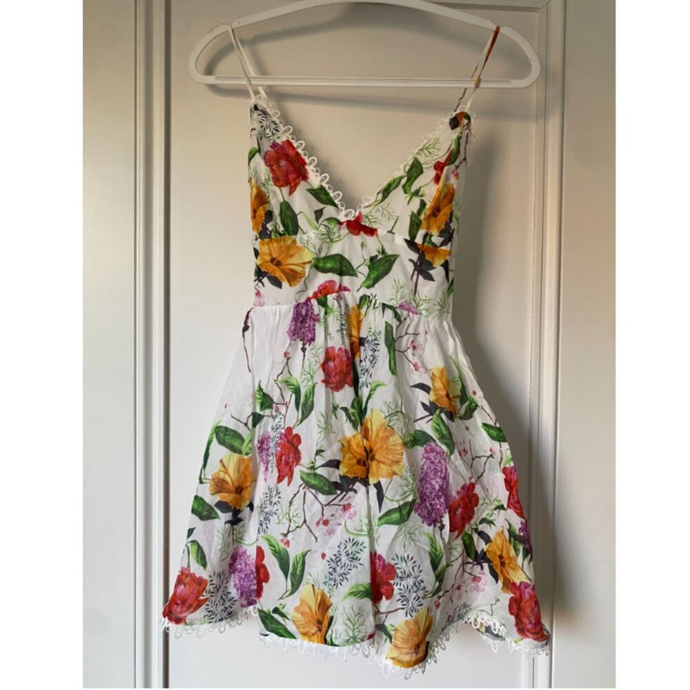 Charo Ruiz Short Dress Floral and White